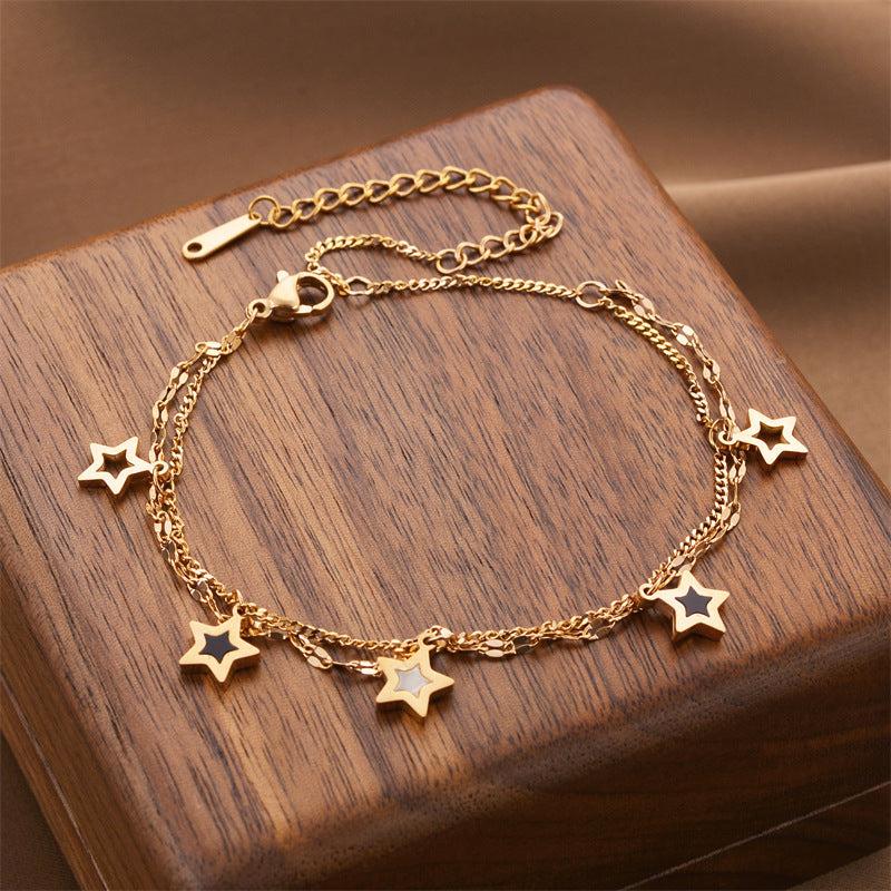 Fashion Double Layer Pentagram Titanium Steel Bracelet For Women - Modefluss