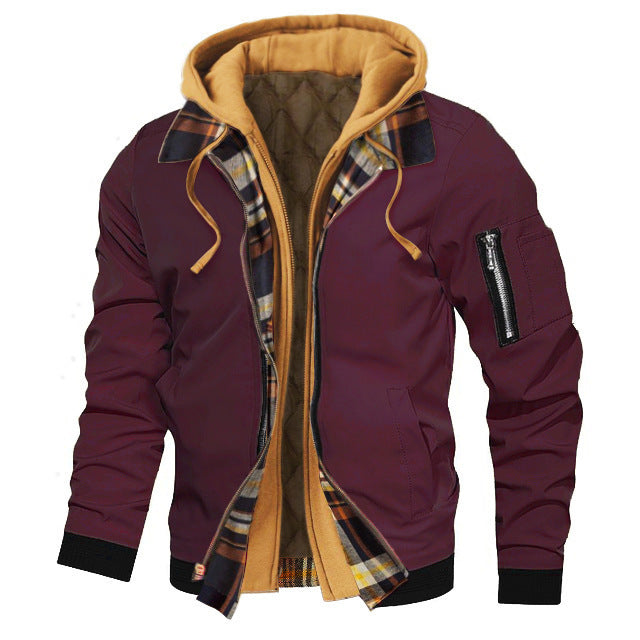 Herren Kapuzenjacke in großen Größen – Dicke Einfarbige Jacke für Herbst und Winter - Modefluss