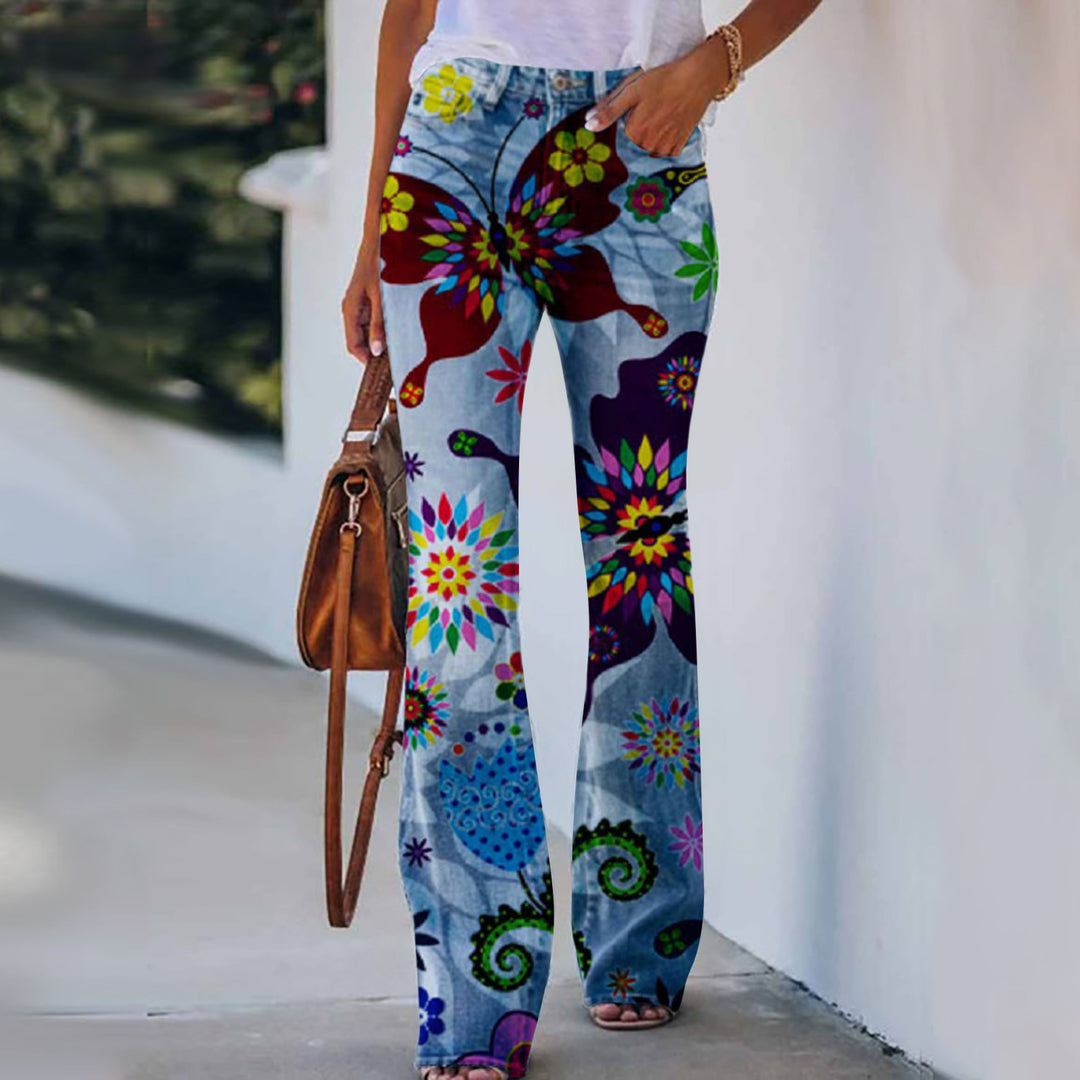 Sommer neue Blumen-Vogel-Print Damen hose - Modefluss