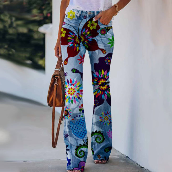 Sommer neue Blumen-Vogel-Print Damen hose - Modefluss