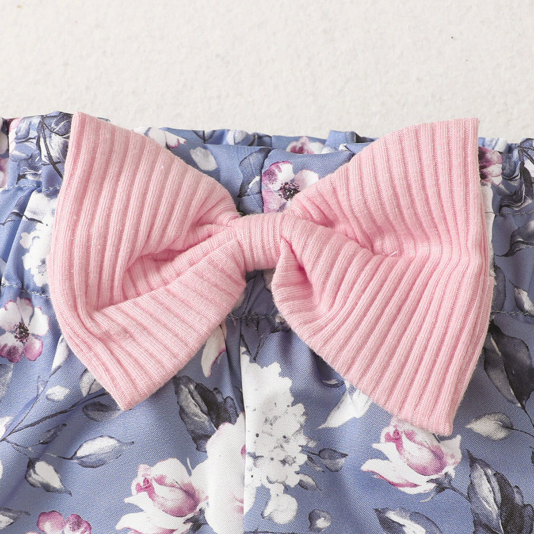 Baby Cute Printed Shorts Suit Short Sleeve T-shirt Pants Headscarf Three-piece Set - Modefluss