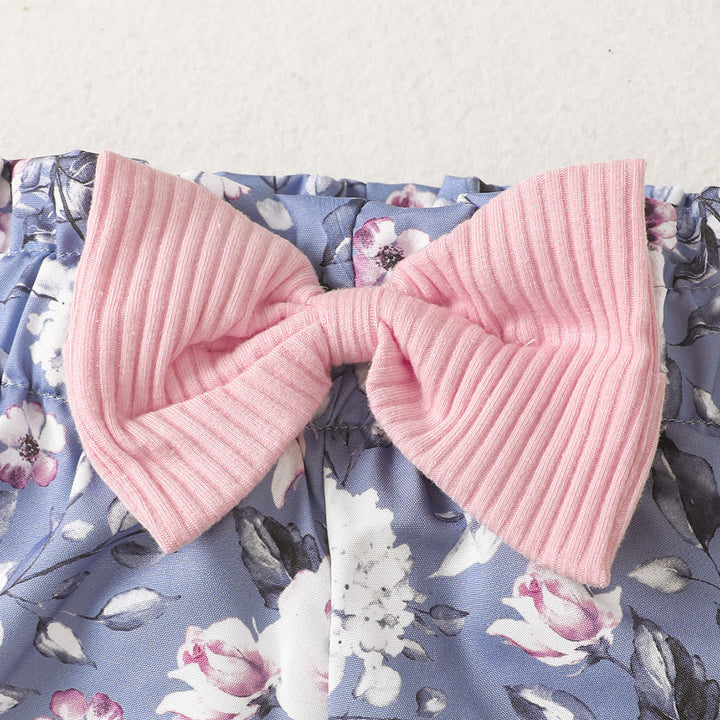 Baby Cute Printed Shorts Suit Short Sleeve T-shirt Pants Headscarf Three-piece Set - Modefluss