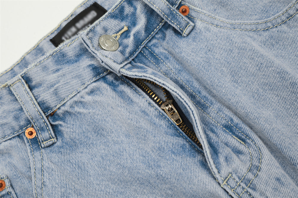 Wash Light Color Denim Straight-leg Pants Casual Loose Trousers - Modefluss