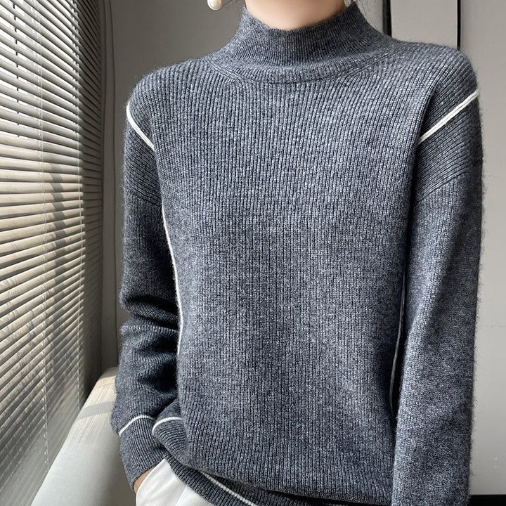 Simple All-match Pure Wool Women's Knitted Bottoming Shirt Loose - Modefluss