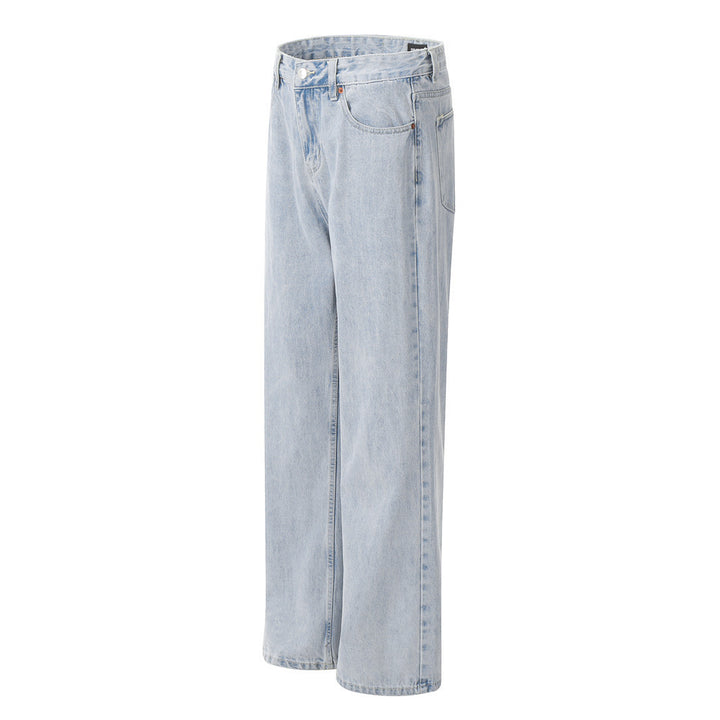 Wash Light Color Denim Straight-leg Pants Casual Loose Trousers - Modefluss