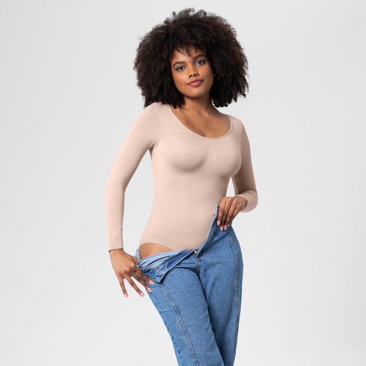 Damen-Jumpsuit Unterziehshirt Langarm Korsett Einteiler Korsett - Modefluss