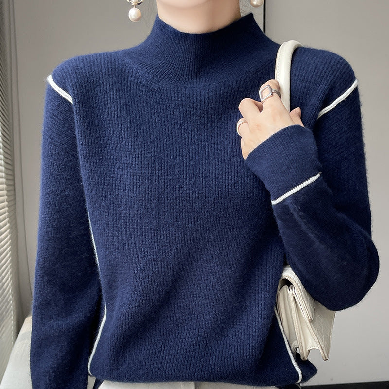 Simple All-match Pure Wool Women's Knitted Bottoming Shirt Loose - Modefluss