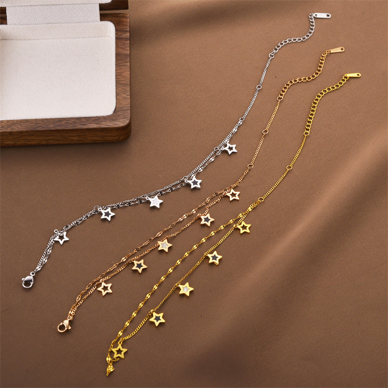Fashion Double Layer Pentagram Titanium Steel Bracelet For Women - Modefluss
