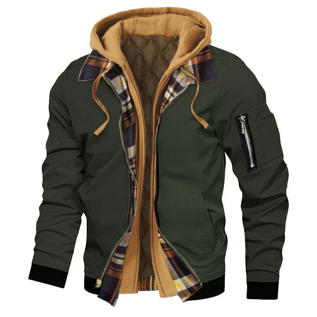 Herren Kapuzenjacke in großen Größen – Dicke Einfarbige Jacke für Herbst und Winter - Modefluss