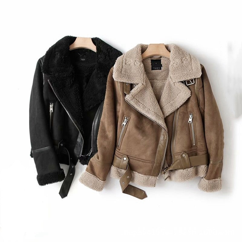 Lamb Wool Warm Coat Motorcycle Clothing Women - Modefluss