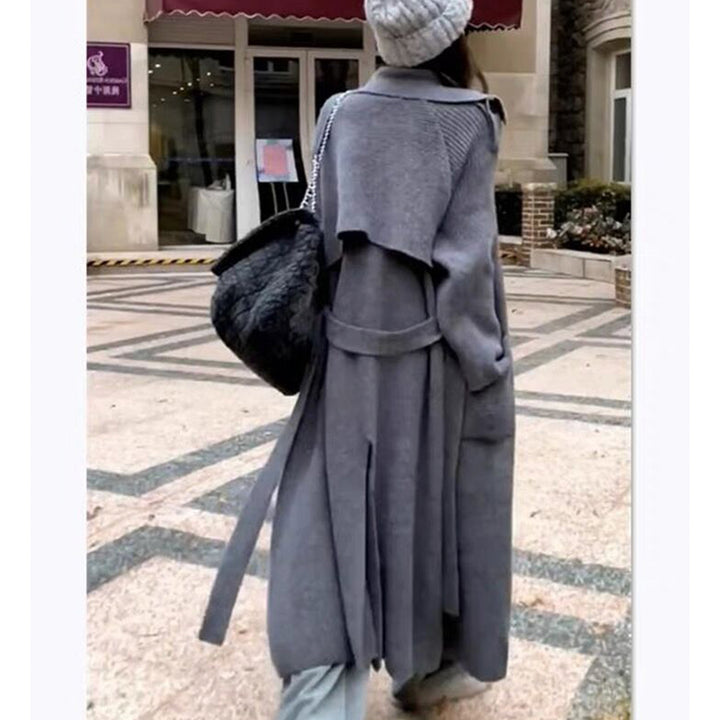 High-end Thickened Long Heavy-duty Windbreaker Sweater Jacket With Loose Design And Lazy Style Knitted Cardigan For Women In Autumn And Winter - Modefluss
