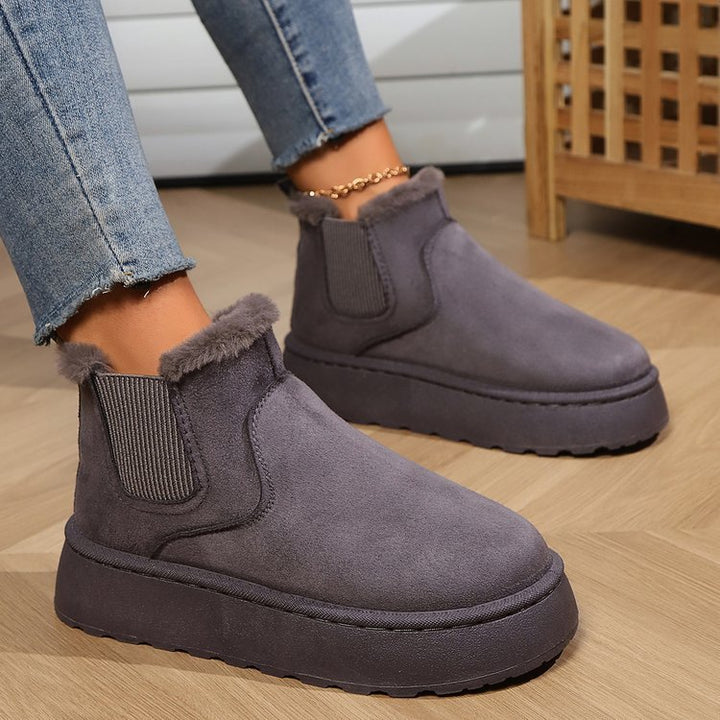 Winter Snow Boots Fashion Flat Thick-soled Cotton Shoes Round Toe Warm Plush Ankle Boot For Women - Modefluss
