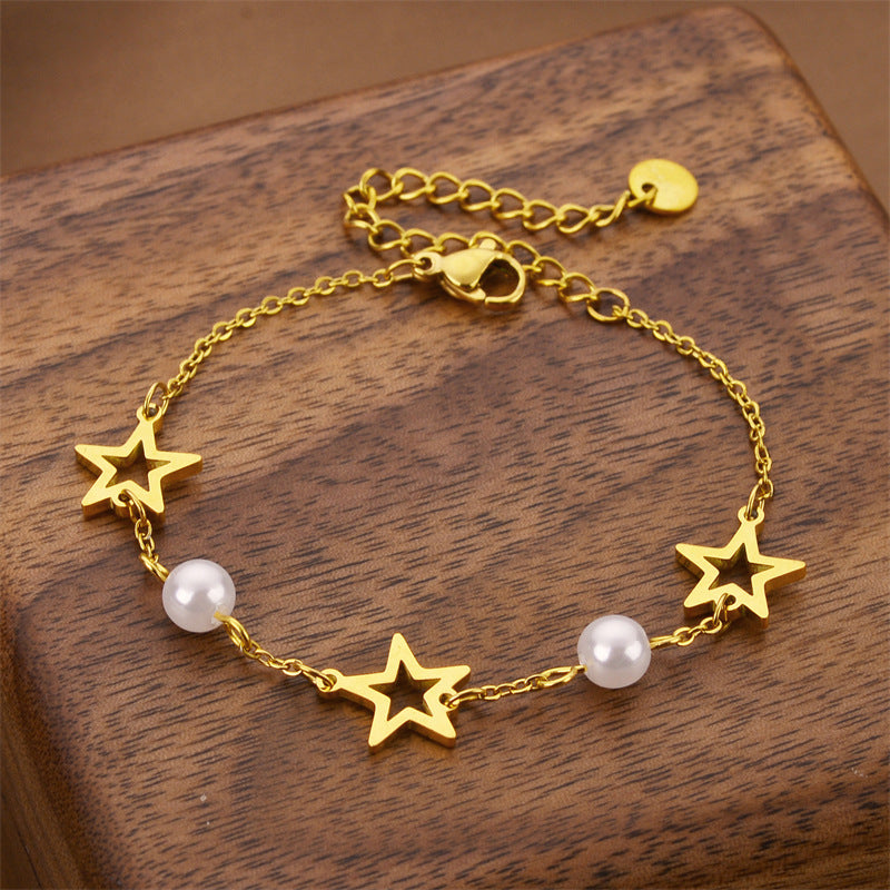 Xingyue Zircon Pearl Titanium Steel Bracelet Female Niche - Modefluss