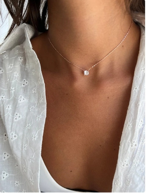 Simple Geometric Zircon Pendant Necklace For Women - Modefluss