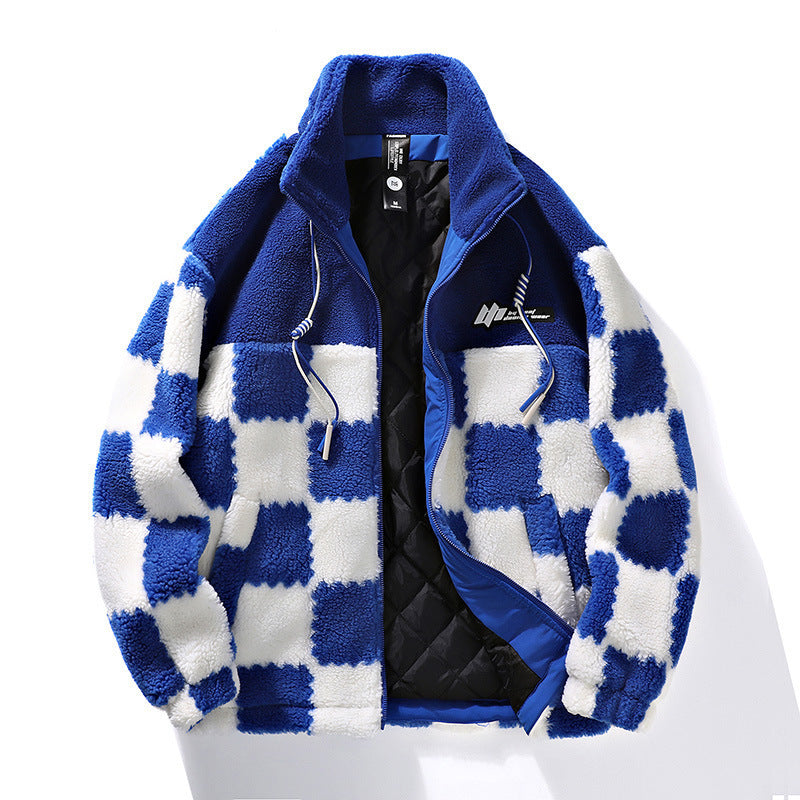 Plaid Lamb Wool Coat For Men And Women In Winter - Modefluss