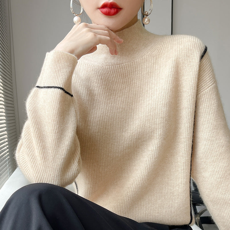Simple All-match Pure Wool Women's Knitted Bottoming Shirt Loose - Modefluss