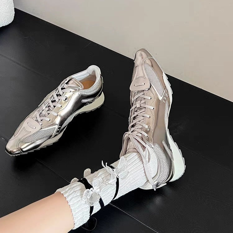 Tongue Thick Bottom Height Increasing Leisure Show Leg Detail Training Shoes - Modefluss
