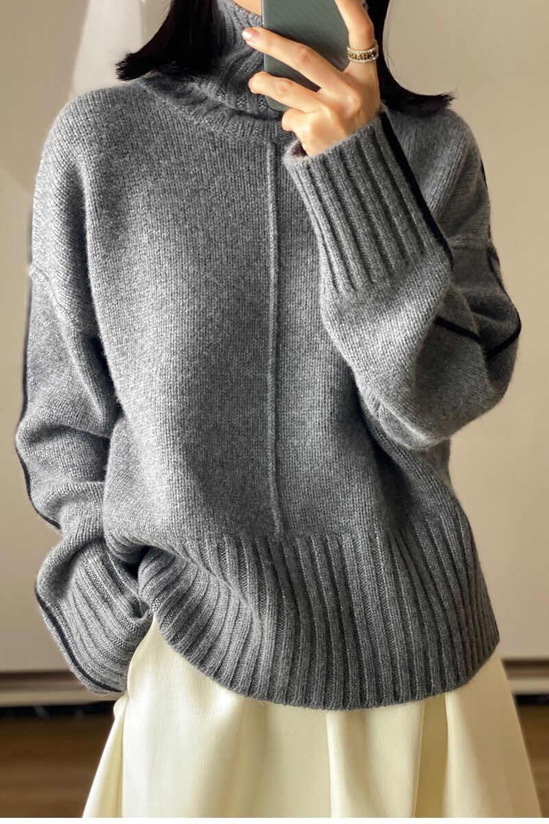 Loose Thickened High Collar Sweater Idle Matching Pure Wool Knit Bottoming Shirt - Modefluss
