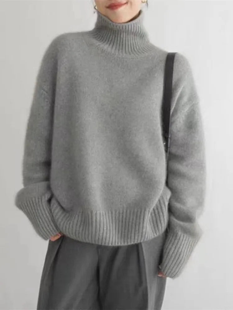 Lena™ – Bequemer, gestrickter, weicher Rollkragenpullover - Modefluss