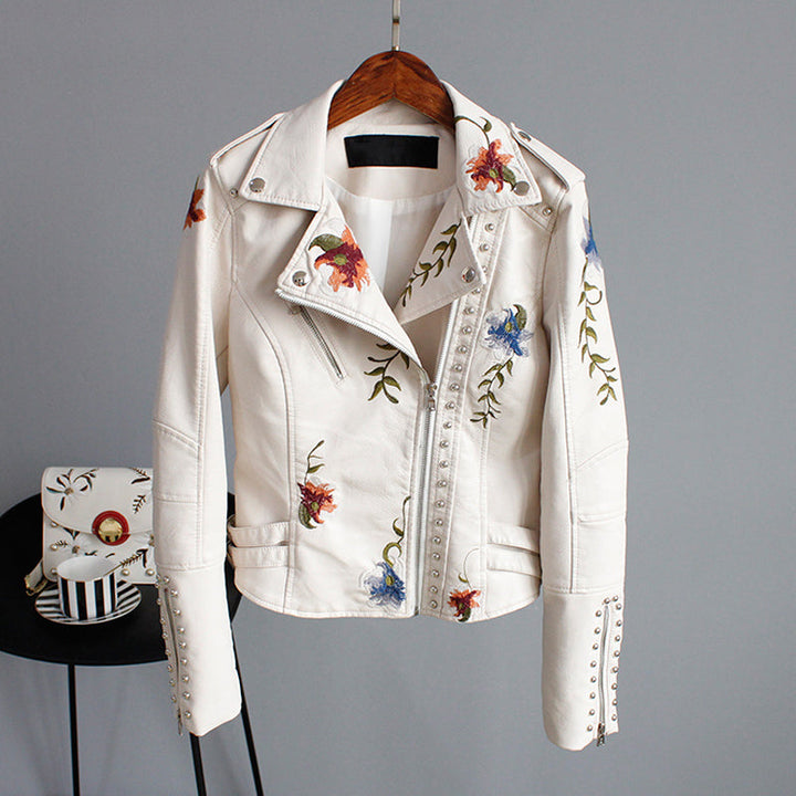Florale Lederjacke – Mit handgefertigten Details
