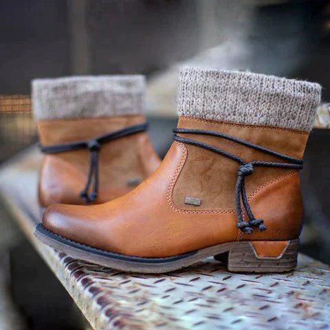 Mia™ - Warme orthopädische Stiefel aus veganem Leder - Modefluss
