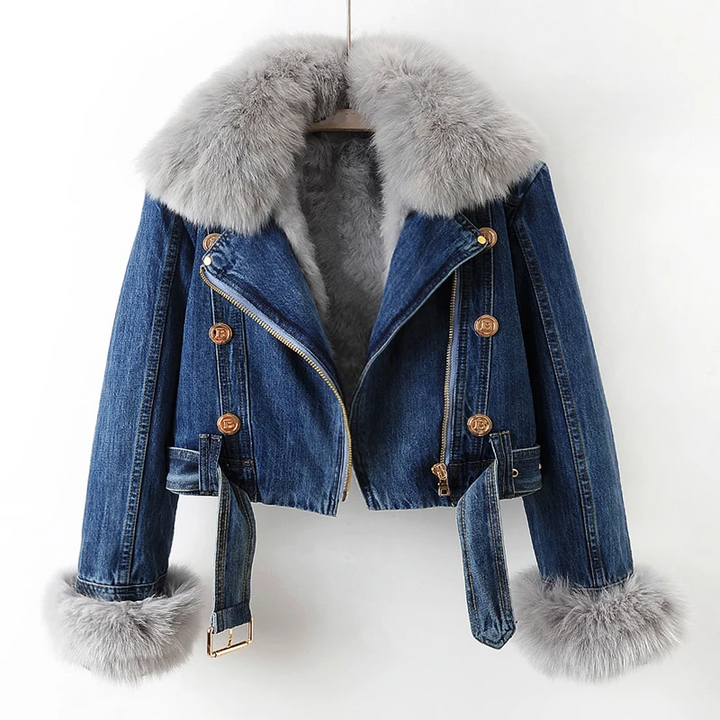 Luisa™ - Eleganter Jeans Pelzmantel