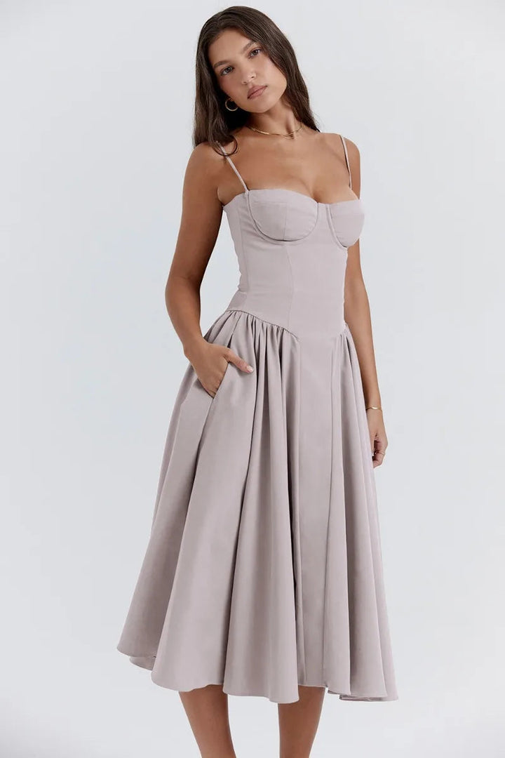 Ärmelloses Midikleid mit Korsett-Passform – Passform attrayant