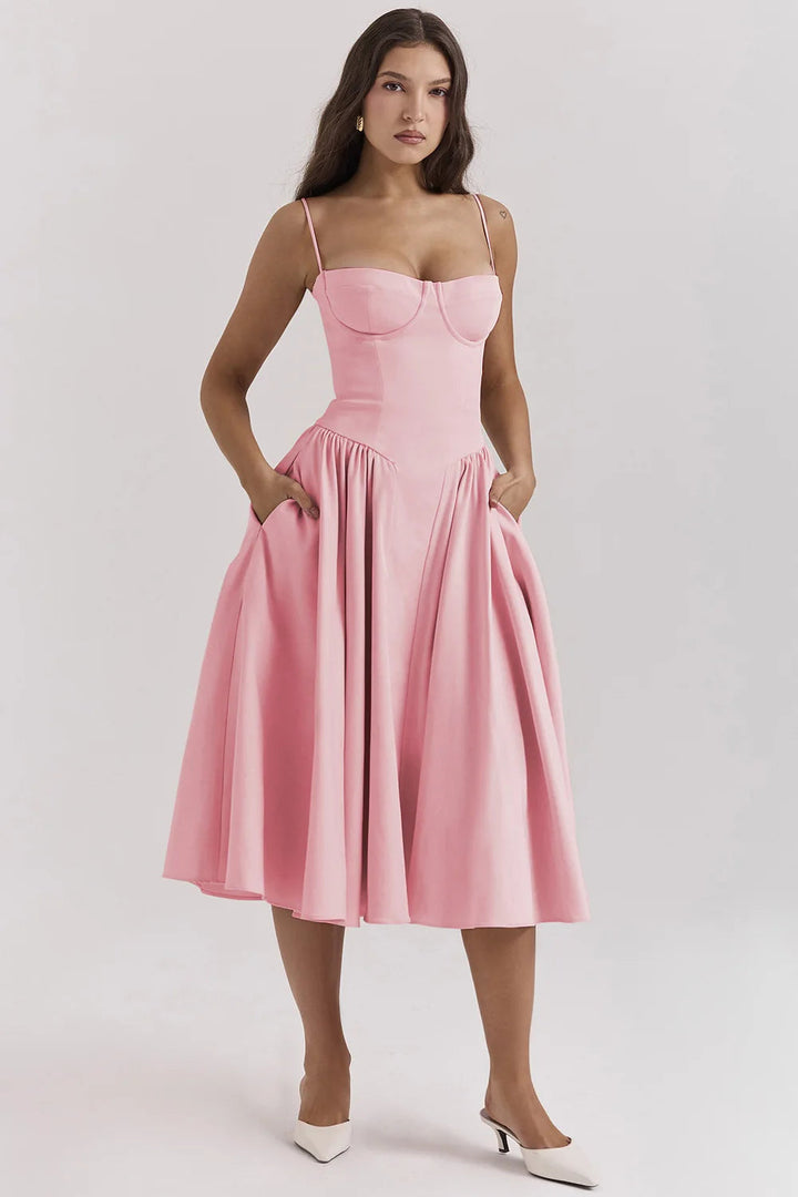 Ärmelloses Midikleid mit Korsett-Passform – Passform attrayant
