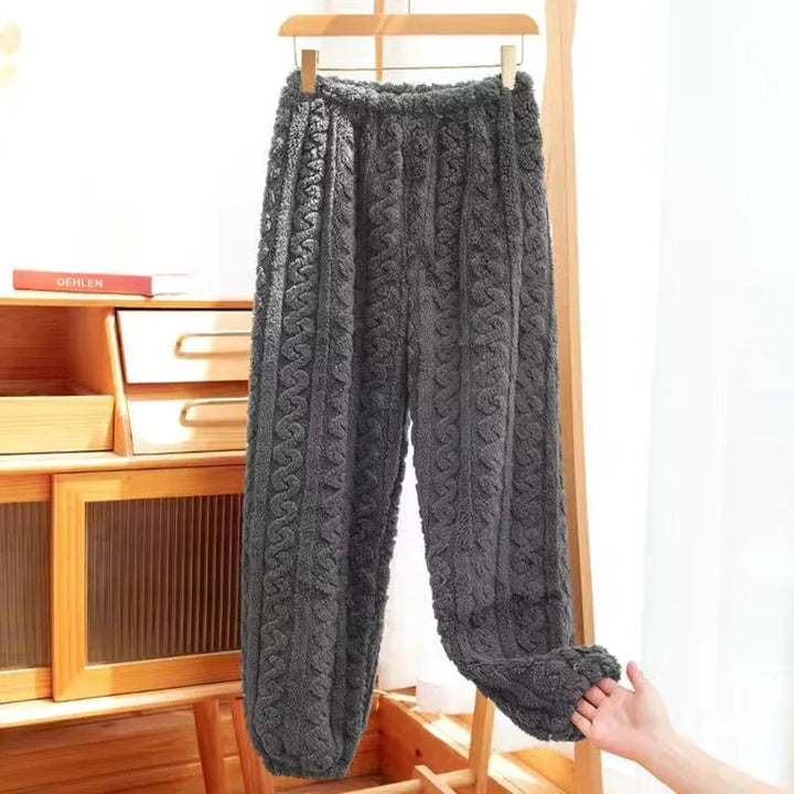 Autumn Women Solid Warm 2 Piece Sets Thicken Velvet Ribbed Fleece Set Pullover And Pants Women Casual Pajama Sets 2024 - Modefluss