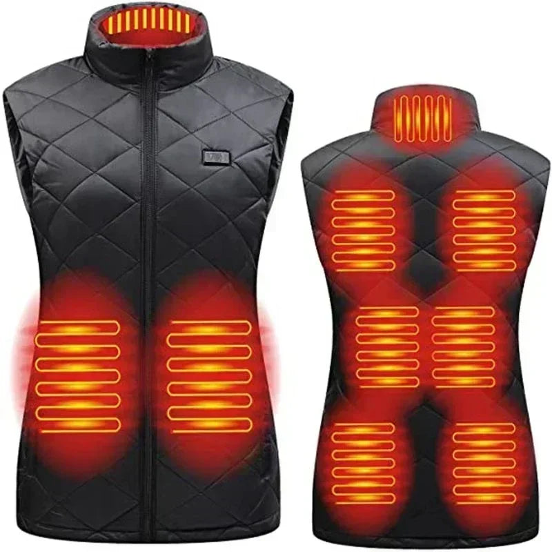 Women 9-zone Dual Switch Heating Vest Autumn and Winter Cotton Vest USB Infrared Electric Heating Suit Flexible Thermal Vest - Modefluss