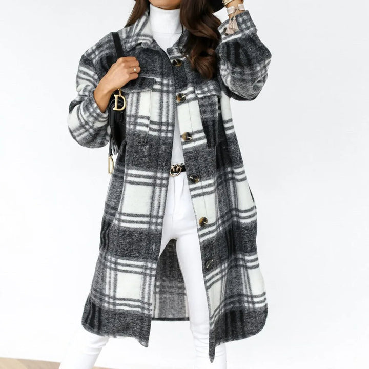 Greta™ - Manteau de cheminée Superweicher langer karierter