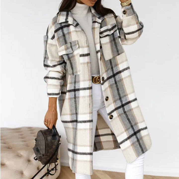 Greta™ - Manteau de cheminée Superweicher langer karierter