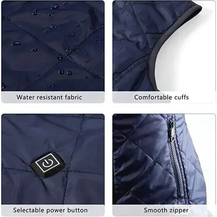 Women 9-zone Dual Switch Heating Vest Autumn and Winter Cotton Vest USB Infrared Electric Heating Suit Flexible Thermal Vest - Modefluss