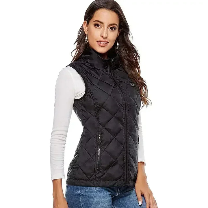 Women 9-zone Dual Switch Heating Vest Autumn and Winter Cotton Vest USB Infrared Electric Heating Suit Flexible Thermal Vest - Modefluss