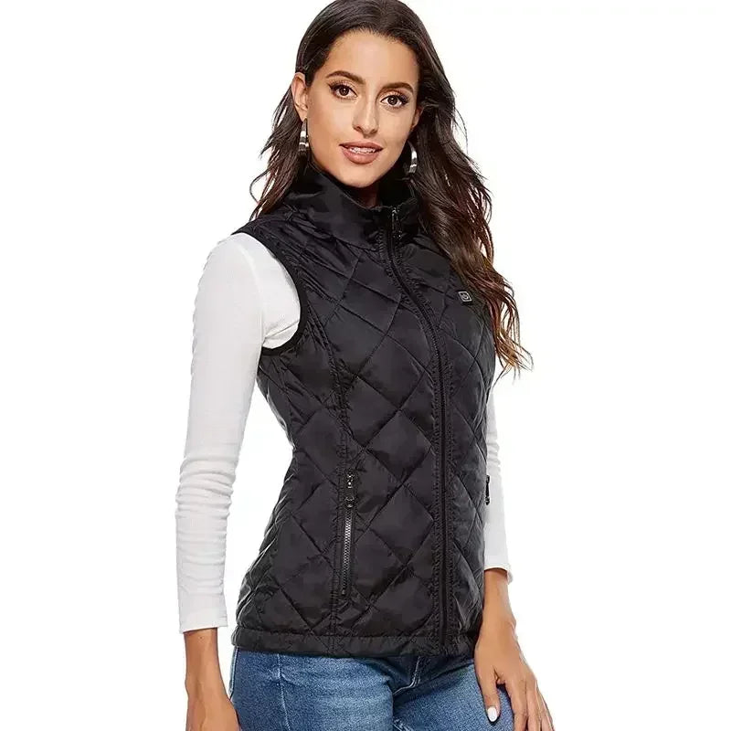 Women 9-zone Dual Switch Heating Vest Autumn and Winter Cotton Vest USB Infrared Electric Heating Suit Flexible Thermal Vest - Modefluss
