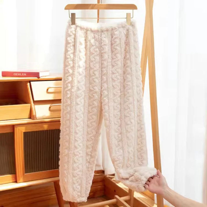 Autumn Women Solid Warm 2 Piece Sets Thicken Velvet Ribbed Fleece Set Pullover And Pants Women Casual Pajama Sets 2024 - Modefluss
