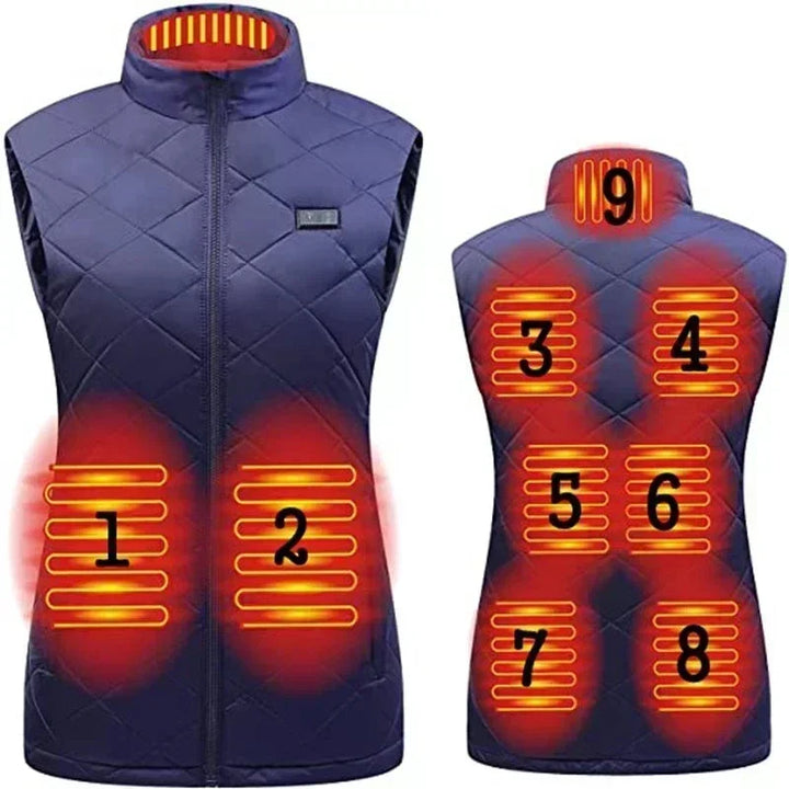 Women 9-zone Dual Switch Heating Vest Autumn and Winter Cotton Vest USB Infrared Electric Heating Suit Flexible Thermal Vest - Modefluss