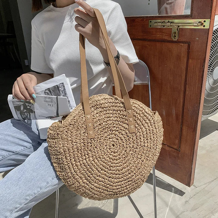Handgefertigte elegante multifunktionale Strohhandtasche