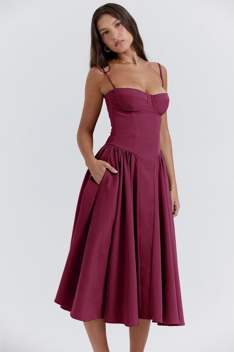 Ärmelloses Midikleid mit Korsett-Passform – Passform attrayant