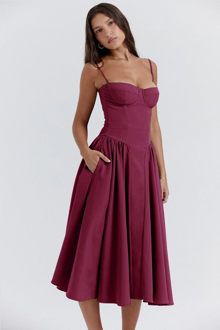 Ärmelloses Midikleid mit Korsett-Passform – Passform attrayant