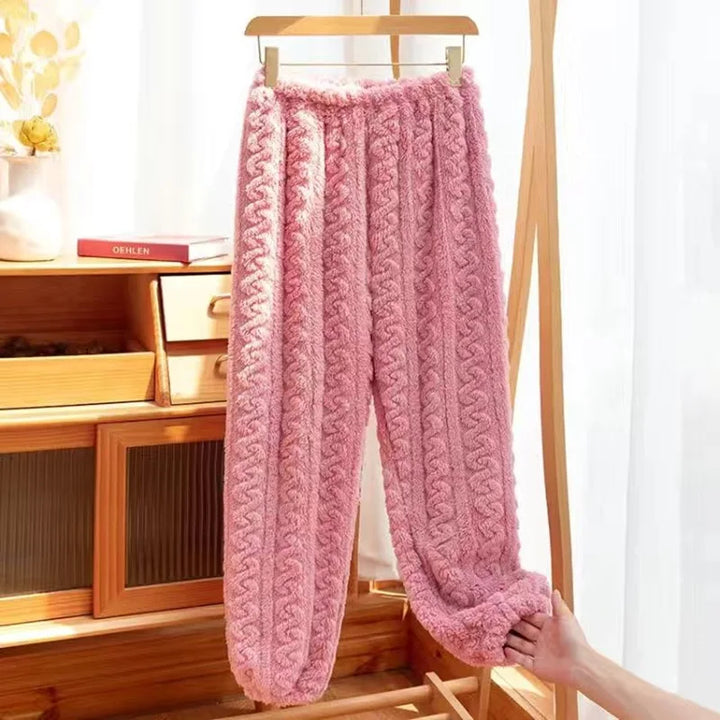 Autumn Women Solid Warm 2 Piece Sets Thicken Velvet Ribbed Fleece Set Pullover And Pants Women Casual Pajama Sets 2024 - Modefluss