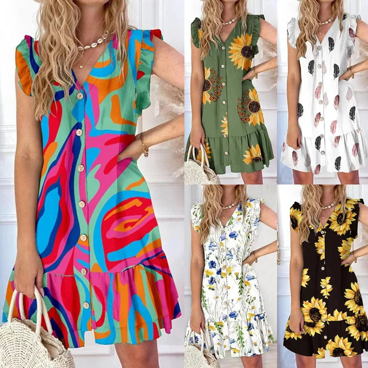 Elegantes ärmelloses Kleid mit V-Ausschnitt