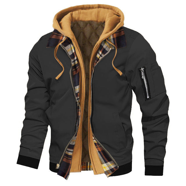 Herren Kapuzenjacke in großen Größen – Dicke Einfarbige Jacke für Herbst und Winter - Modefluss