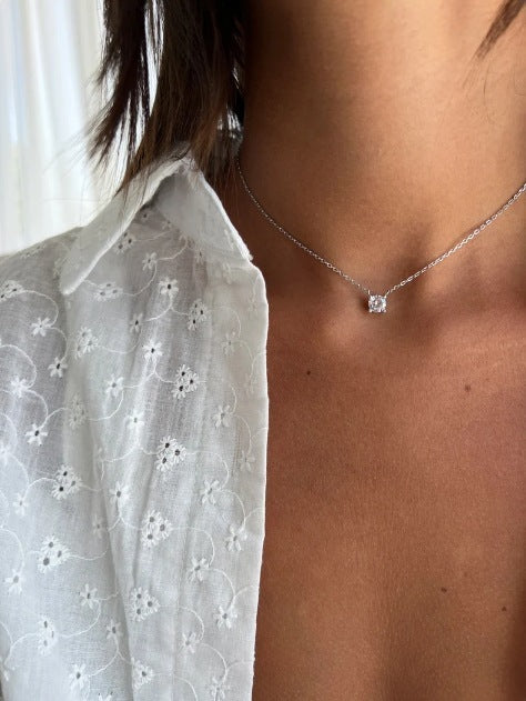 Simple Geometric Zircon Pendant Necklace For Women - Modefluss