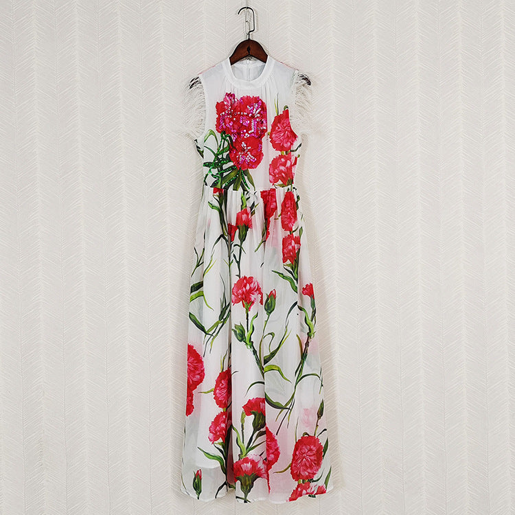 Fashionable Retro Formal Dress Roses - Modefluss