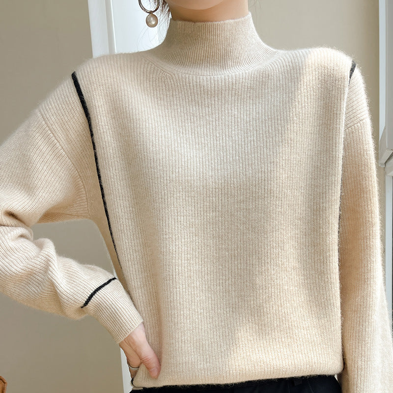 Simple All-match Pure Wool Women's Knitted Bottoming Shirt Loose - Modefluss