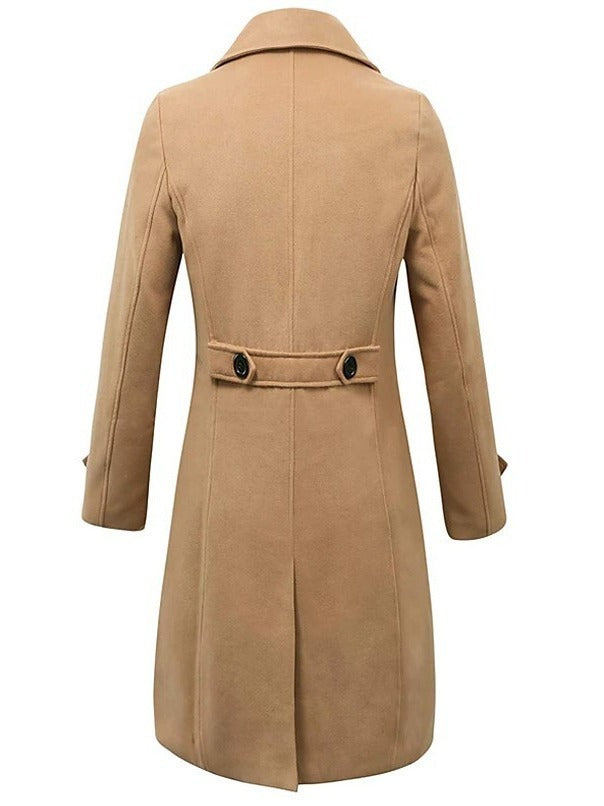 Fall Winter Men Woolen Coat Double Breasted Long - Modefluss