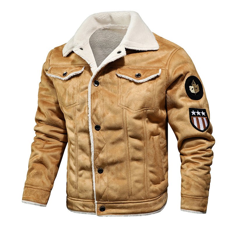 Winter Men Turn-down Collar Leather Jacket Outwear Warm Pilot Coats Windbreak - Modefluss