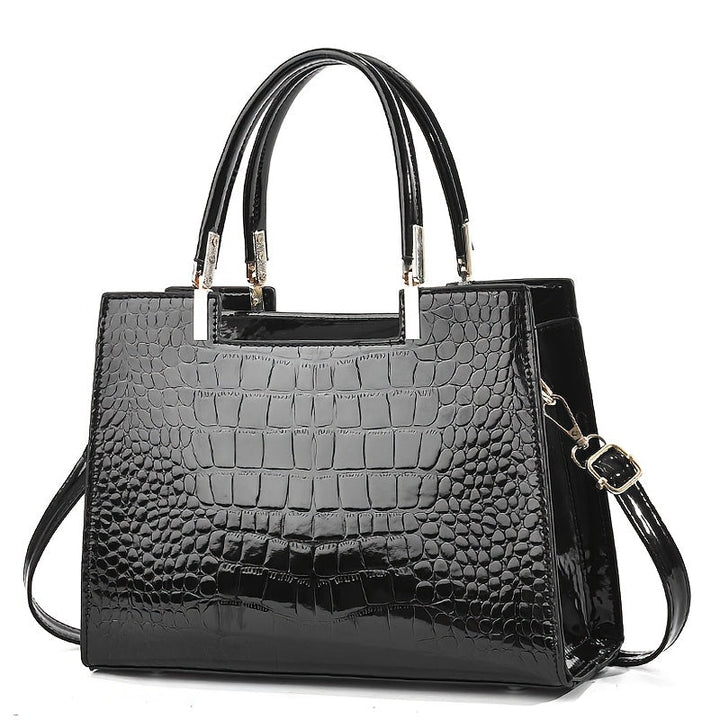 Hanna™ - Handtasche aus glänzendem Leder mit Krokodilmuster