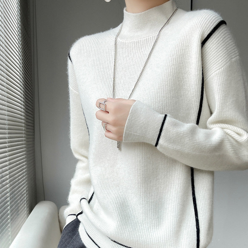 Simple All-match Pure Wool Women's Knitted Bottoming Shirt Loose - Modefluss